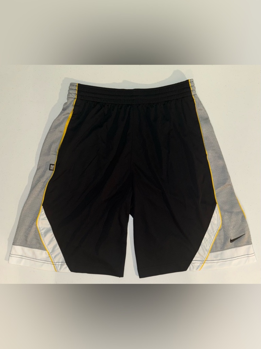Nike Black, Gray, White, and Gold Basketball Shorts Men’s Size Large